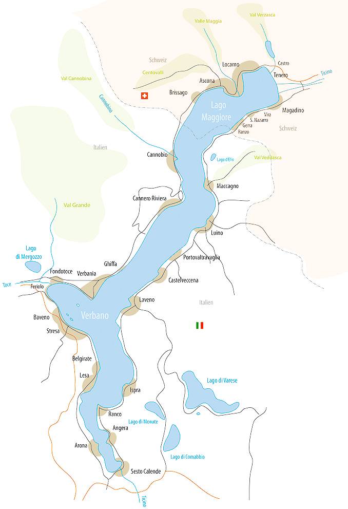 Bild zeigt Karte vom Lago Maggiore
